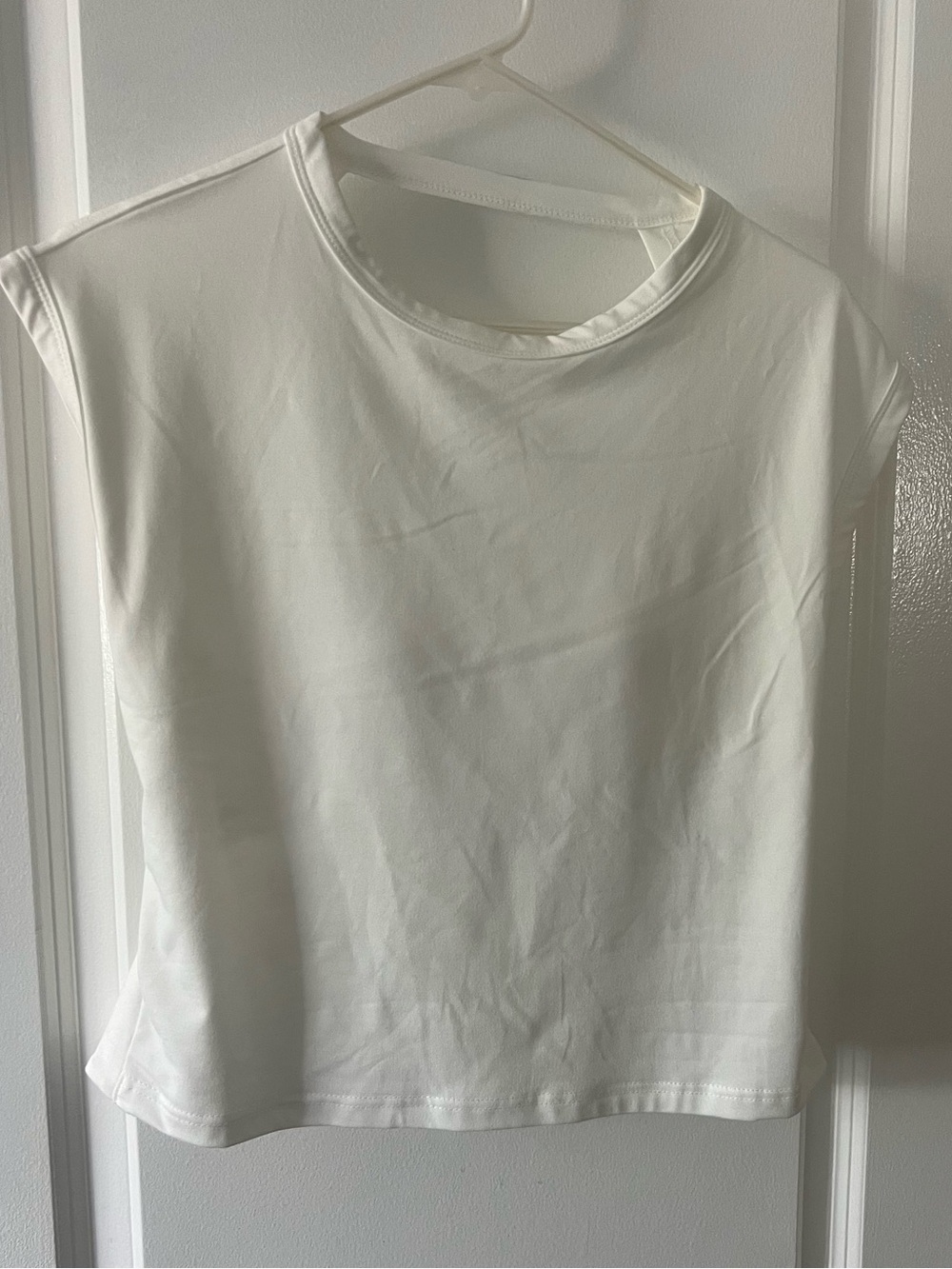 White XL Open-Back Crop Top with Built-In Bralette